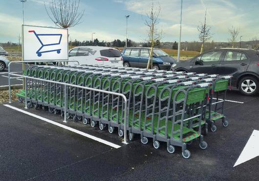 Shopping trolley rail